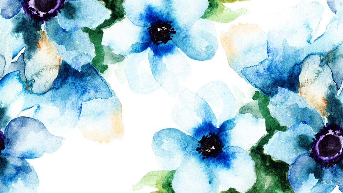 Download Wallpaper Blue wonderful abstract flowers - HD wallpaper