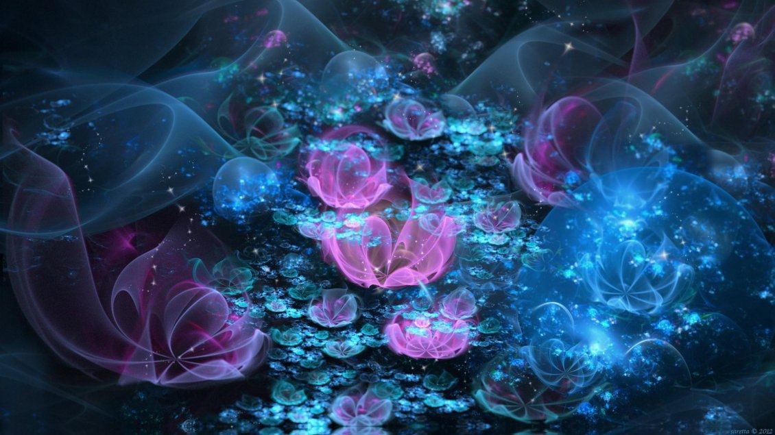 Download Wallpaper Pink and blue flowers - Abstract wallpaper