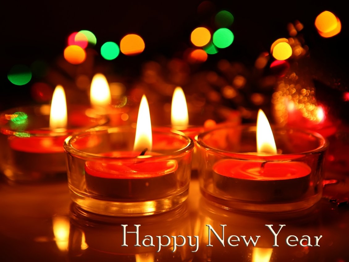 Download Wallpaper Warm fire form candles - Happy New Year 2019