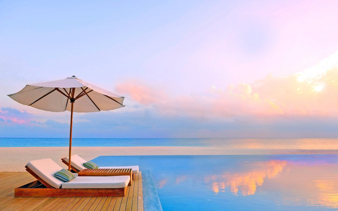 Download Wallpaper Infinity pool - Summer time relaxing holiday