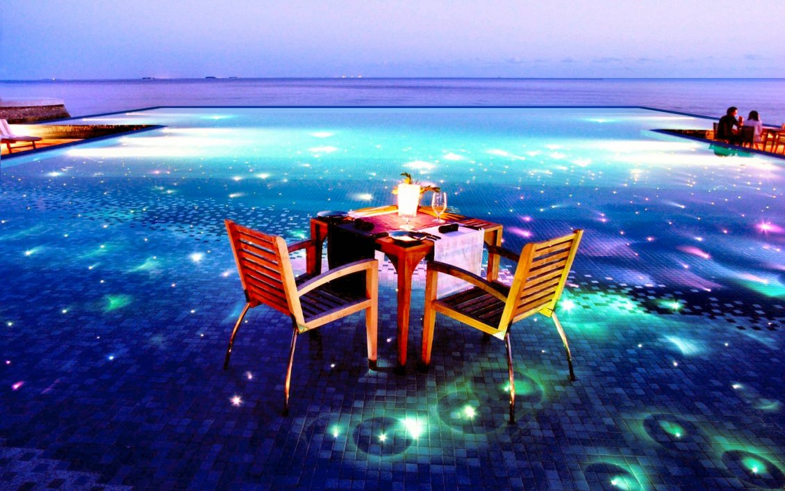 Download Wallpaper Romantic night in a magical place near ocean - HD wallpaper