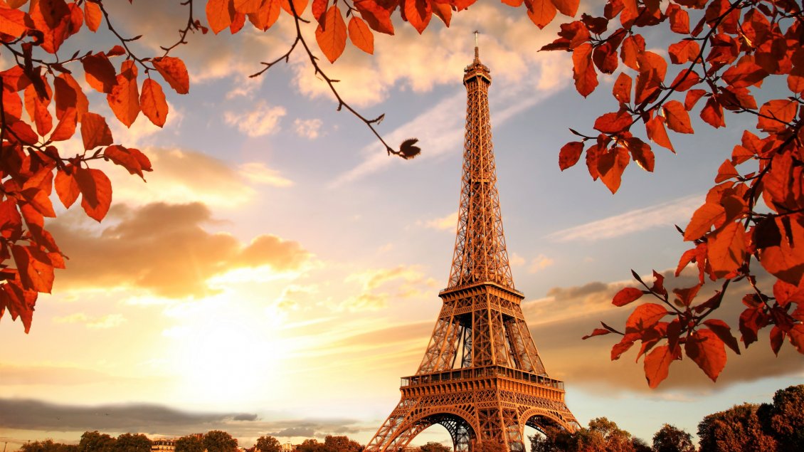 Download Wallpaper Paris the city of love - Beautiful sunrise in Autumn season