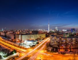 Berlin city lights at night