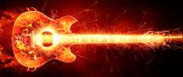 Guitar with fire and sparks
