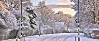 Snow on the road - winter in the village
