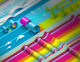 Abstract colorful paper rolls - HD wallpaper