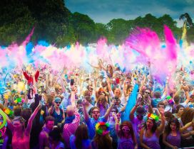 Festival of Colors - Many happy peoples