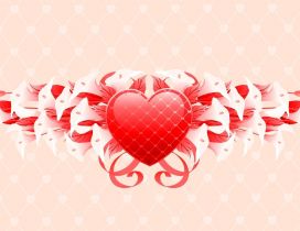 Red heart and white calla - Artistic love wallpaper