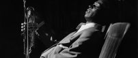 Miles Davis black and white photo