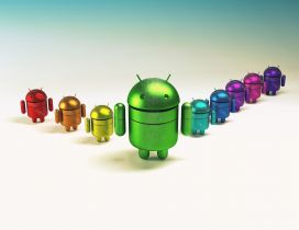 A team of android in different colors