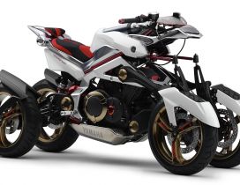 White and black Yamaha Motorcycle