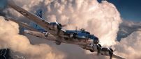 48 Boeing B-17 Plane Flying in the white clouds