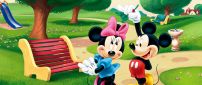 Mickey Mouse and Minnie Mouse in the park