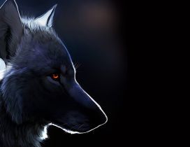 Black wolf drawing - Dark creative wallpaper