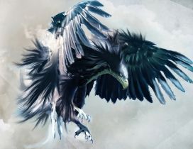 An amazing eagle with opened wings