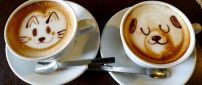 Funny coffee with dog and cat face