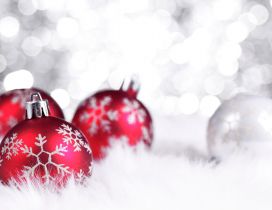 Red Christmas balls - Beautiful winter Holiday