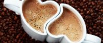 The lovely cups of coffee - hearts shape