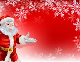 Red Christmas wallpaper - Santa Claus and snowflakes