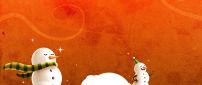 Funny snowmen in the winter wind - HD wallpaper