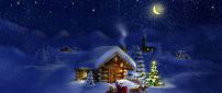 Beautiful magic Christmas night - village waiting for Santa