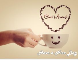 Happy smiley cup of coffee - Good morning