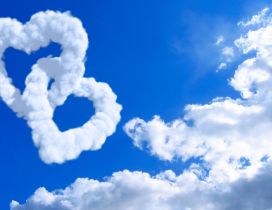 True love on the sky - two hearts made from clouds