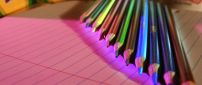 Pink light and color crayons - Back to school season