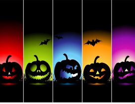 Five funny colorful pumpkins - Happy Halloween