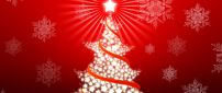 Cute red Christmas tree made by stars - Happy Holiday
