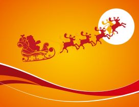 Orange Christmas night - Santa Claus and the reindeers