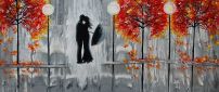 Wonderful artistic wallpaper - Two lovers in the rain