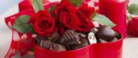 Chocolate box and red roses - Happy Valentines Day