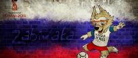 Fox mascot Fifa World Cup Russia 2018 - Flag on the wall