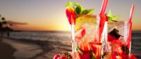 Delicious strawberry and mint cocktail at the beach