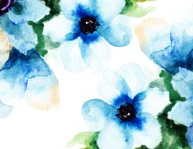 Blue wonderful abstract flowers - HD wallpaper