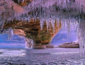 Icicles in cave - World magic phenomenons in winter season