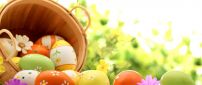 Wonderful painted Easter eggs in a basket - Spring Holiday