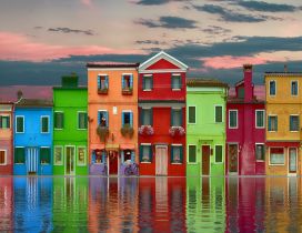 Colourful houses - Abstract town architecture