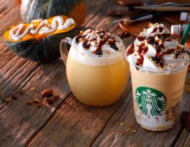 Starbucks drink in a cold Autumn day - Pumpkin pie