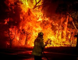 Fireman do his job - Stop the fire from Australia continent