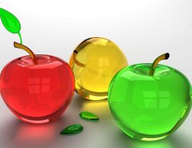 Three crystal colorful apples - Red Yellow Green
