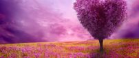 Wonderful heart tree - Purple flowers on the nature