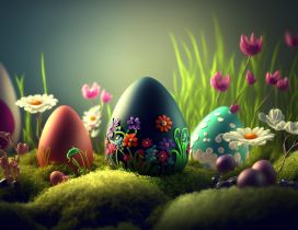 Wonderful Easter eggs 3d paint abstract wallpaper
