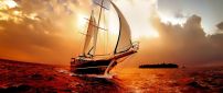 Wonderful sunset on the boat - HD wallpaper