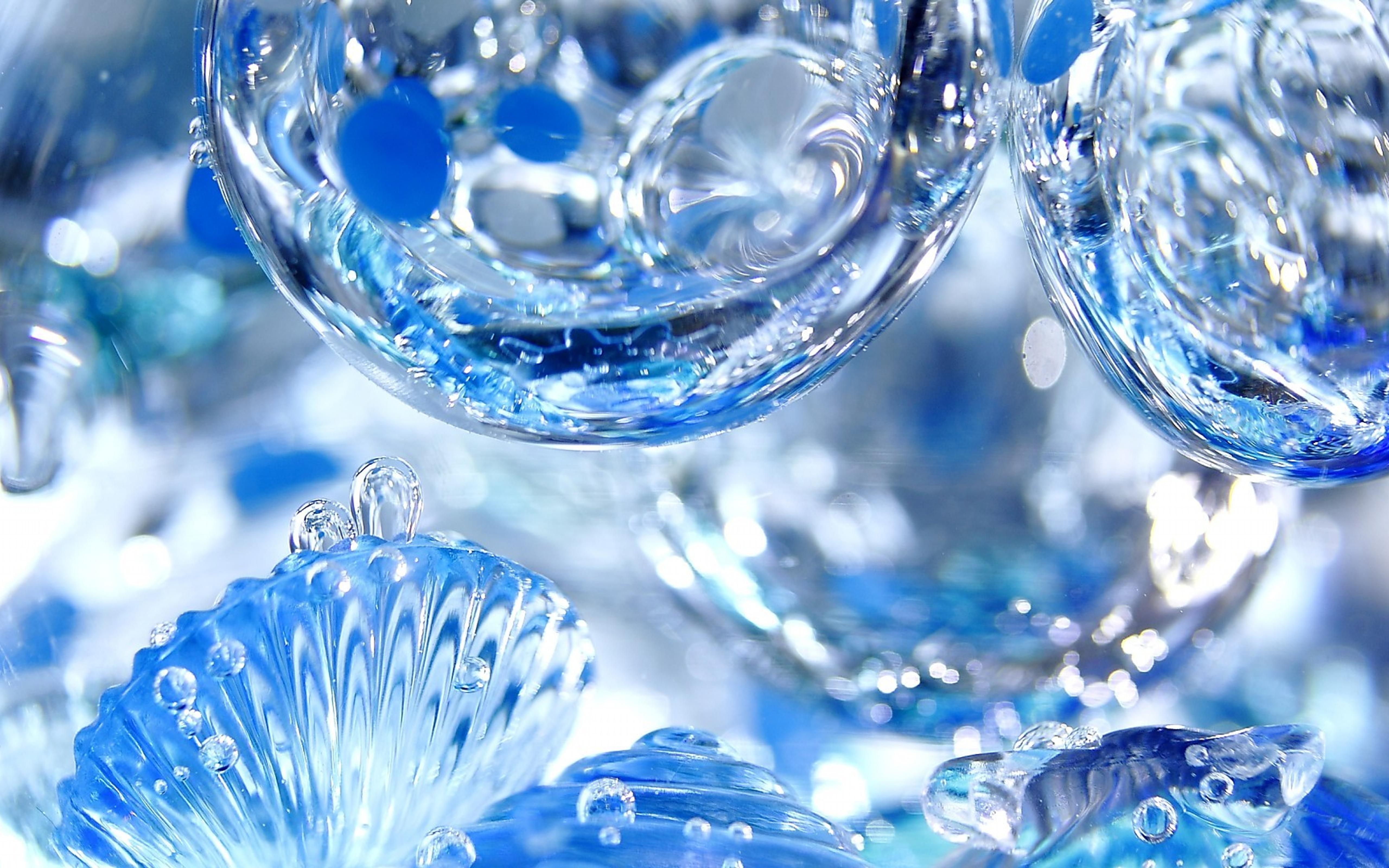 3D blue water drops - HD wallpaper