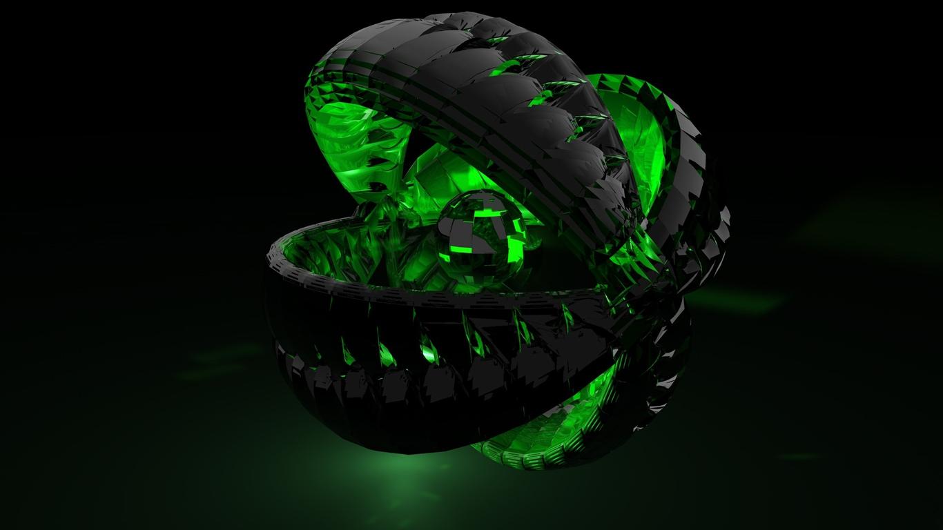 3D digital green ball - computer game