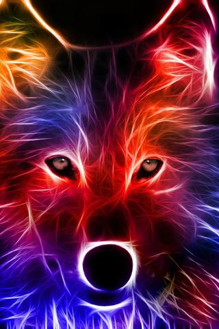 Wonderful 3D wolf Wild Animal in fire
