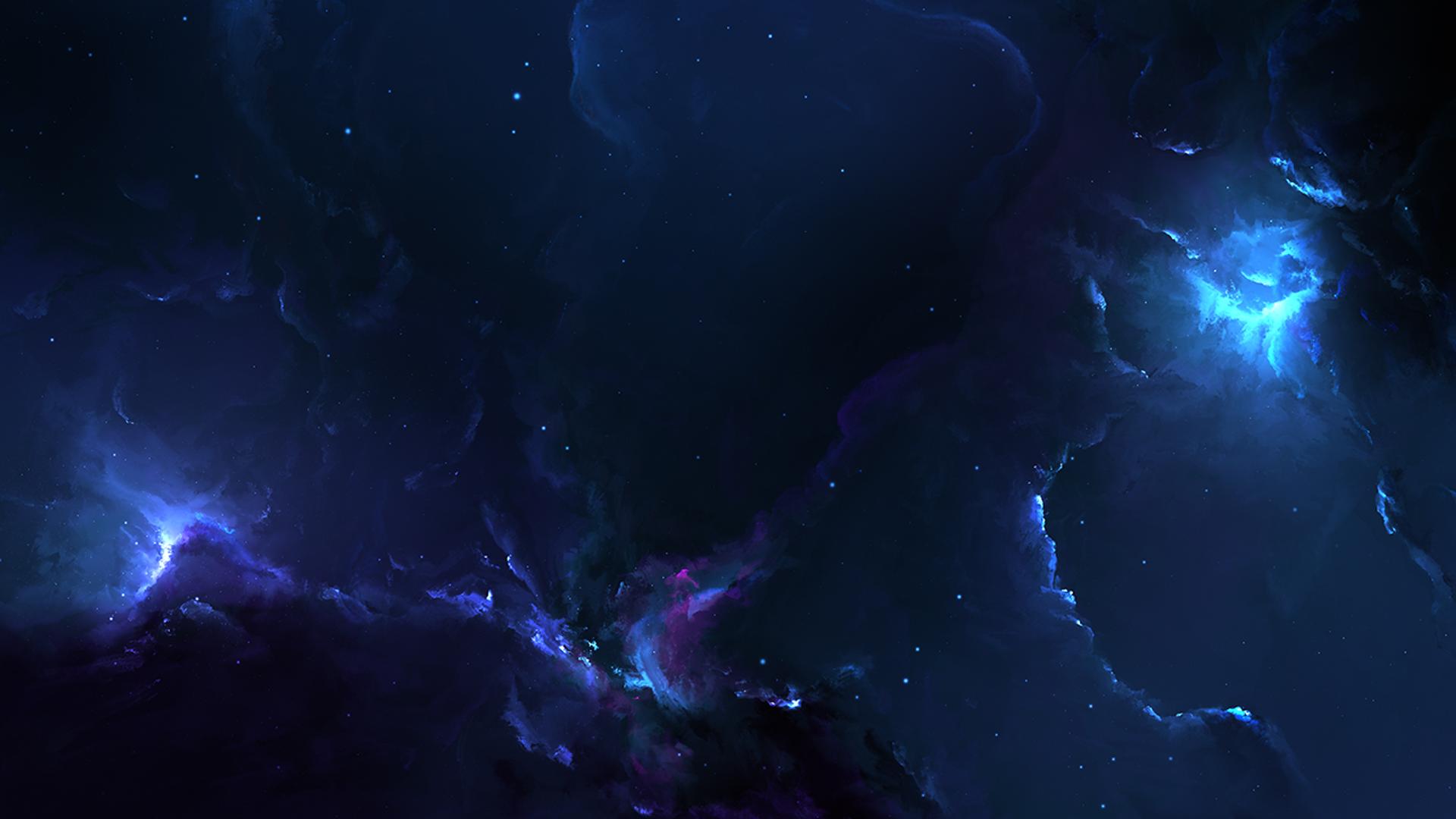 Abstract dark sky with blue light - Fantasy wallpaper