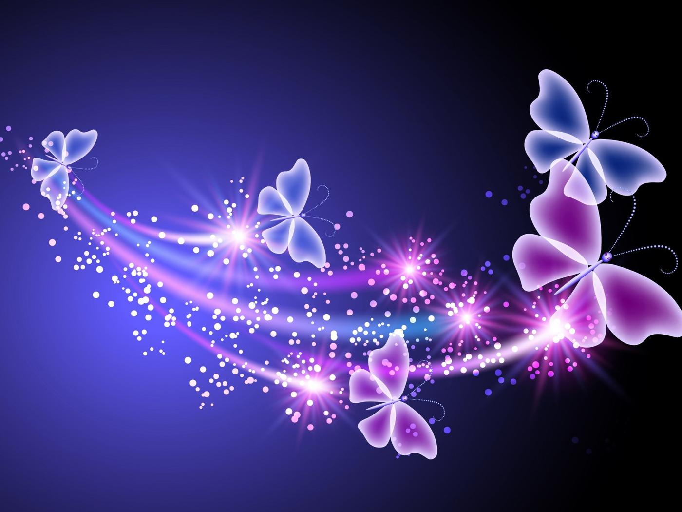 Pink and purple flying butterflies - Digital art design